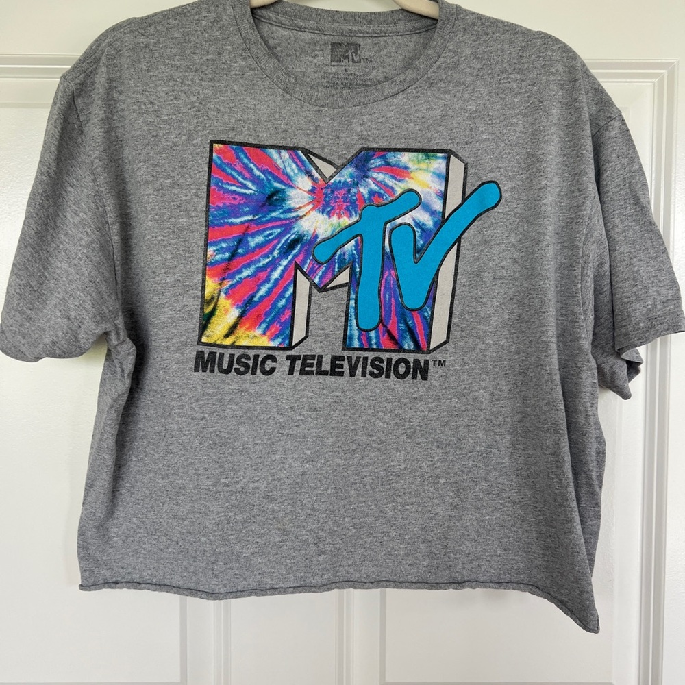 Vintage MTV Gray Cropped Graphic T-Shirt